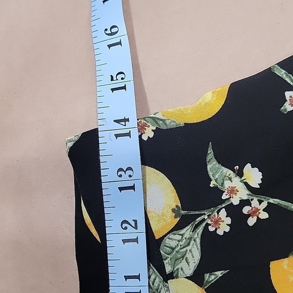 H&M Divided Size 6 Midi Black with Lemons Skirt, Side Slit and Buttons, EUC - Picture 7 of 14
